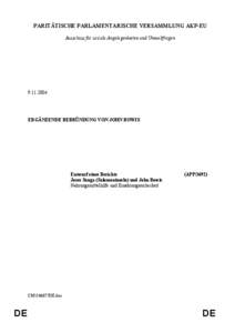PARITÄTISCHE PARLAMENTARISCHE VERSAMMLUNG AKP-EU Ausschuss für soziale Angelegenheiten und Umweltfragen[removed]ERGÄNZENDE BEBRÜNDUNG VON JOHN BOWIS