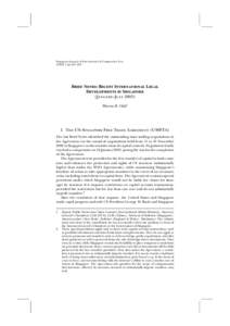 Singapore Journal of International & Comparative Law[removed]pp 267–283 Brief Notes: Recent International Legal Developments in Singapore (January–July 2003)