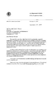 Ltr re Competitive Implications of International Airline Alliances and Importance of Antitrust Enforcement in the Airline Industry HR 915