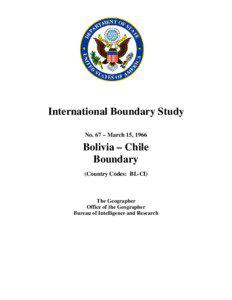 IBS No[removed]Bolivia (BL) & Chile (CI) 1966