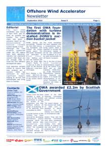 Offshore Wind Accelerator Newsletter September 2014 Issue 9