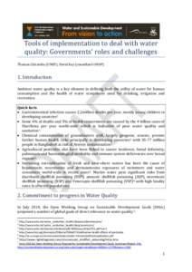 Tools of implementation to deal with water quality: Governments’ roles and challenges Thomas Chiramba (UNEP), David Kay (consultant-UNDP)  1. Introduction