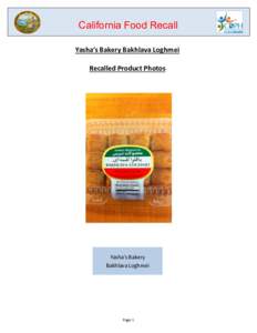 California Food Recall Yasha’s Bakery Bakhlava Loghmei Recalled Product Photos Yasha’s Bakery Bakhlava Loghmei