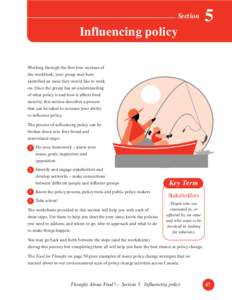 Section  5 Influencing policy Working through the first four sections of