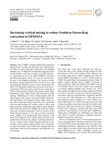 Geosci. Model Dev., 8, 3119–3130, 2015 www.geosci-model-dev.netdoi:gmd © Author(sCC Attribution 3.0 License.  Increasing vertical mixing to reduce Southern Ocean deep