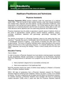 Occupation Information - Healthcare Practitioners and Technicians