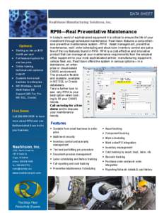 DATA SHEET RealVision Manufacturing Solutions, Inc. RPM—Real Preventative Maintenance Options:  Starting as low as $15/