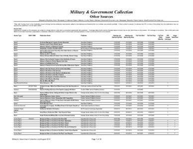 Military & Government Collection Other Sources (Biography, Blog Entry, Book / Monograph, Conference Papers Collection, Country Report, Database, Government Document, Law, Newspaper, Newswire, Report, Speech, State/Provin