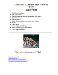 Ironton Elementary School[removed]1st Grade Supply List 