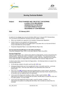 Scoring Technical Bulletin