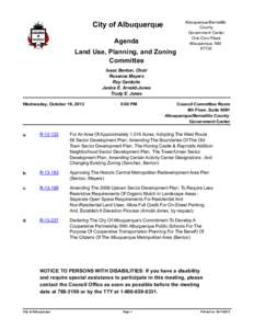 City of Albuquerque Agenda Land Use, Planning, and Zoning Committee  Albuquerque/Bernalillo