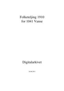 Folketeljing 1910 for 1041 Vanse