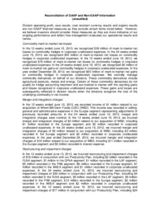 Reconciliation of GAAP and Non-GAAP Information (unaudited) Division operating profit, core results, core constant currency results and organic results are non-GAAP financial measures as they exclude certain items noted 