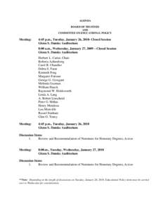 AGENDA BOARD OF TRUSTEES AND COMMITTEE ON EDUCATIONAL POLICY  Meeting: