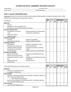 STORMWATER IMPACT ASSESSMENT REVIEWER’S CHECKLIST Project Name: ___________________________________________Document Type: ________________________ Site Location: ______________________________________ Watershed Name: _