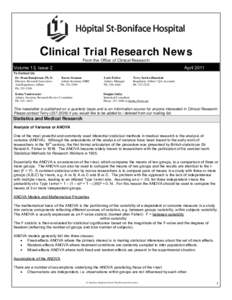 Clinical Trial Research News From the Office of Clinical Research Volume 13, Issue 2  April 2011