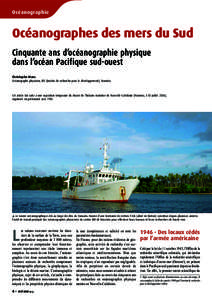 Océanographie  Océanographes des mers du Sud Cinquante ans d’océanographie physique dans l’océan Pacifique sud-ouest Christophe Maes