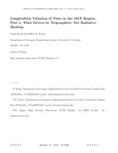 Atmosphere / Atmospheric thermodynamics / Atmospheric tide / Radiative forcing / Tide / International Satellite Cloud Climatology Project / Mesopause / Mesosphere / TIMED / Atmospheric sciences / Meteorology / Earth