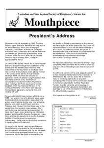 Australian and New Zealand Society of Respiratory Science Inc.  VQ Mouthpiece April 1999