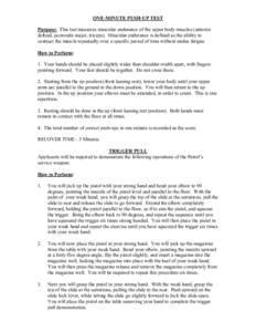 ONE­MINUTE PUSH­UP TEST  Purpose:  This test measures muscular endurance of the upper body muscles (anterior  deltoid, pectoralis major, triceps).  Muscular endurance is defined as the ability