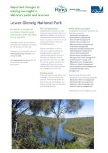 Important changes to staying overnight in Victoria’s parks and reserves Lower Glenelg National Park Revised fee structures for