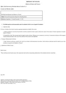 REPUBLIC OF PANAMA Ministry of Finance and Treasury Office of the Directorate of Merchant Marine Circular No. 5 Consular and Maritime Affairs   To: Shipowners/Operators and Masters of Vessels