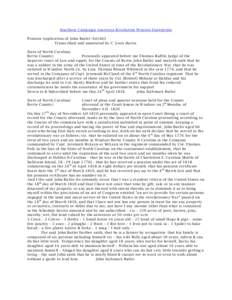 Southern Campaign American Revolution Pension Statements Pension Application of John Butler: S41463 Transcribed and annotated by C. Leon Harris State of North Carolina} Bertie County} Personally appeared before me Thomas