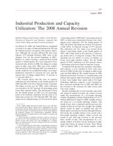 A41  August 2008 Industrial Production and Capacity Utilization: The 2008 Annual Revision
