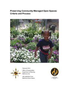 Preserving Community-Managed Open Spaces: Criteria and Process Preserving Community-Managed Open Spaces: Criteria and Process