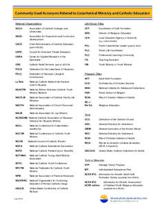 National Catholic Educational Association / General Directory for Catechesis / Rite of Christian Initiation of Adults / Catechism of the Catholic Church / Minister / Youth ministry / National Catholic Youth Conference / Catechism / Lay ecclesial ministry / Christianity / Religion / Education in the United States