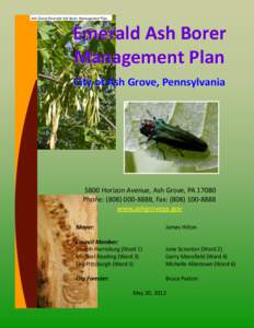 Ash Grove Emerald Ash Borer Management Plan  Emerald Ash Borer Management Plan City of Ash Grove, Pennsylvania