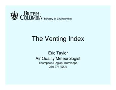 Smoke Control and the Venting Index