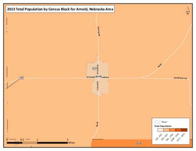 ´  2013 Total Population by Census Block for Arnold, Nebraska Area NE