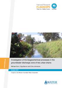 Investigation of the biogeochemical processes in the groundwater discharge zone of two urban drains Michael Donn, Olga Barron and Chris Johnstone October 2010 A report to the Western Australian Water Corporation