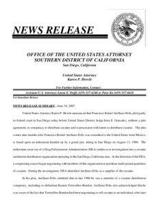 NEWS RELEASE OFFICE OF THE UNITED STATES ATTORNEY