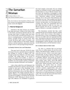 Bible Study 1  The Samaritan Woman A study of John 4: 1-41 New Revised Standard Version
