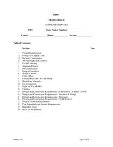 ODOT DESIGN BUILD SCOPE OF SERVICES PID: ___________ State Project Number: _______________ County:________________ Route:_____________ Section:_____________
