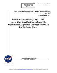 GSFC JPSS CMO September 9, 2013 Released Effective Date: August 08, 2013 Revision -
