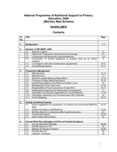 National Programme of Nutritional Support to Primary Education, 2006 [Mid-Day Meal Scheme] GUIDELINES Contents Sl.