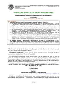 CONSTITUCIÓN POLÍTICA DE LOS ESTADOS UNIDOS MEXICANOS CÁMARA DE DIPUTADOS DEL H. CONGRESO DE LA UNIÓN Última Reforma DOFSecretaría General