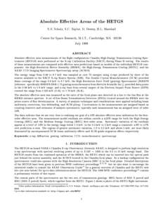 Absolute Eective Areas of the HETGS N.S. Schulz, S.C. Taylor, D. Dewey, H.L. Marshall Center for Space Research, M.I.T., Cambridge, MA[removed]July[removed]ABSTRACT