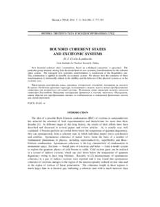 ¨¸Ó³  ¢ —Ÿ. 2014. ’. 11, º 4(188). ‘. 777Ä783  ”ˆ‡ˆŠ ’‚…„ƒ ’…‹ ˆ Š„…‘ˆ‚›• ‘…„ BOUNDED COHERENT STATES AND EXCITONIC SYSTEMS