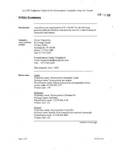 ki[removed]Traditional 510(k) for the Homocysteine Enzymatic Assay Test System  JUN 510(k) Summary Introduction