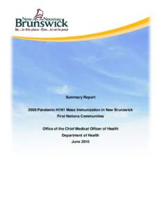 New Brunswick H1N1 Mass Immunization in First Nations Communities