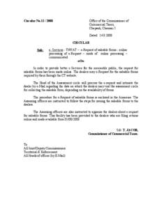 Office of the Commissioner of Commercial Taxes, Chepauk, Chennai-5 Circular No[removed]