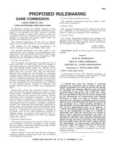 7443  PROPOSED RULEMAKING GAME COMMISSION [ 58 PA. CODE CH[removed]Lands and Buildings; State Game Lands