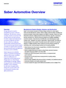 Datasheet  Saber Automotive Overview Overview Energy demand in modern