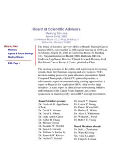 NCIDEA: Board of Scientific Advisors: March 25-26, 2002 Meeting