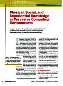 SECURITY & PRIVACY  Physical, Social, and Experiential Knowledge in Pervasive Computing Environments