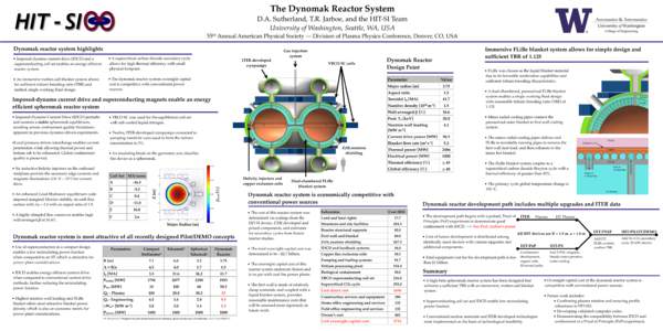 The Dynomak Reactor System! D.A. Sutherland, T.R. Jarboe, and the HIT-SI Team! University of Washington, Seattle, WA, USA! !